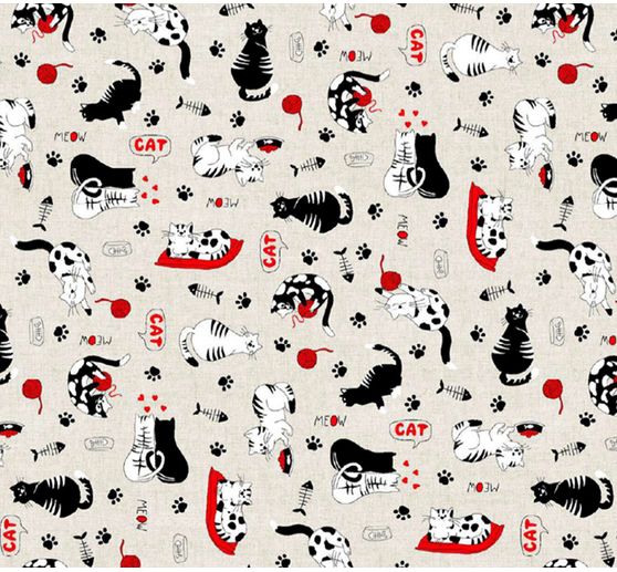 Decoration fabric linen optics "Cats"