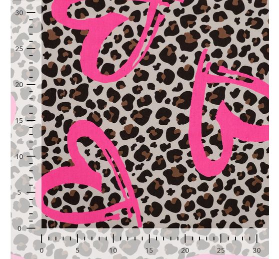 Sweat fabric Neon print "Leopard with heart"