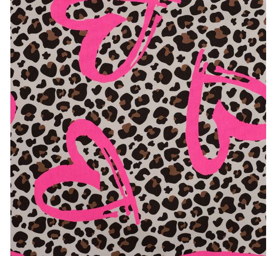 Sweat fabric Neon print "Leopard with heart"