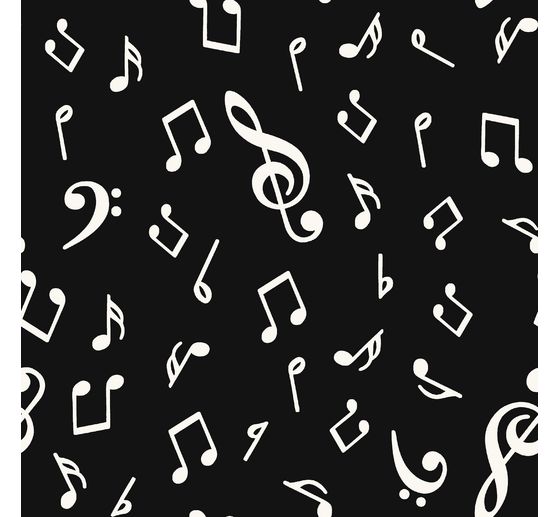 Tissu déco imprimé aspect lin au mètre « Notes de musique »