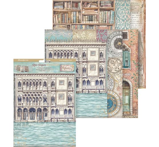 Assortiment de soies de paille à motifs « Venice City of Art », set de 6