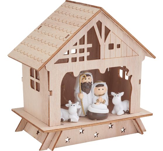 VBS Houten bouwpakket "Kerststal met figuren"