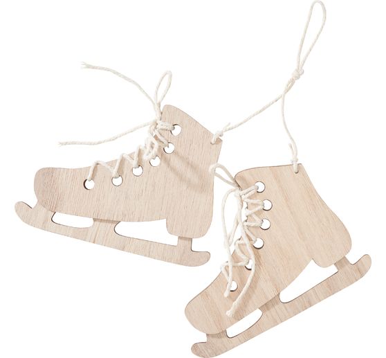 VBS Houten decoratieve hanger "Ice skates", 2 stuks