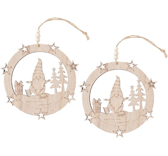 VBS Houten decoratieve hanger "Kabouter", set van 2