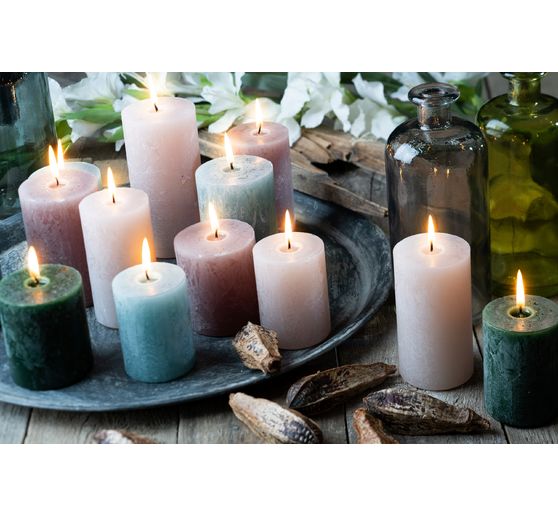 Adventskaarsen "Rustic", gelaagd, set van 4