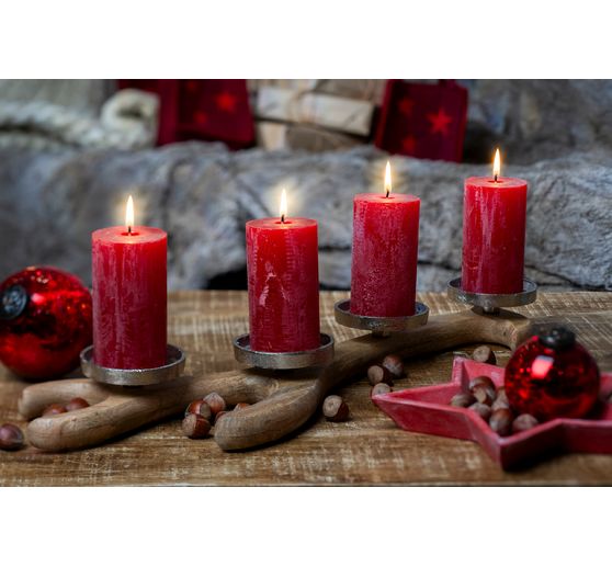 Adventskaarsen "Rustic", gelaagd, set van 4