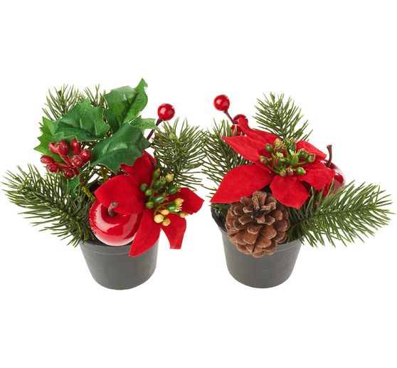 Arrangement floral de Noël avec sapin en pot, 2 pc.