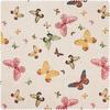 Tissu déco imprimé aspect lin au mètre « Papillons »