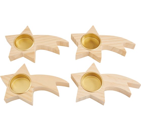 Couronne de l'Avent en bois et métal « Etoiles », à assembler