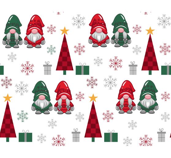 Decoration fabric linen optics "Gnomes and fir trees"