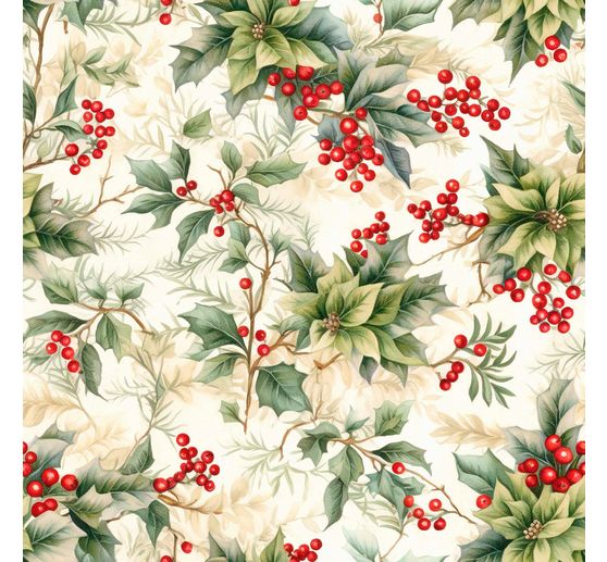 Decoration fabric linen optics "Ilex berries"
