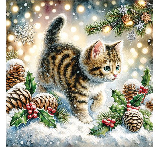 Napkin "Cute Cat In The Snow"