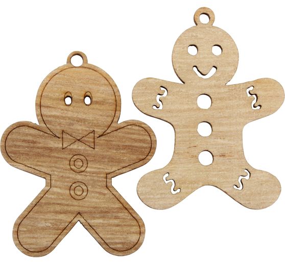 Décorations à suspendre en bois « Bonhomme pain d'épice »