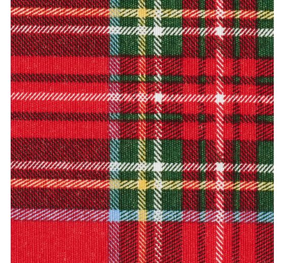 Tissu déco imprimé aspect lin au mètre « Tartan »