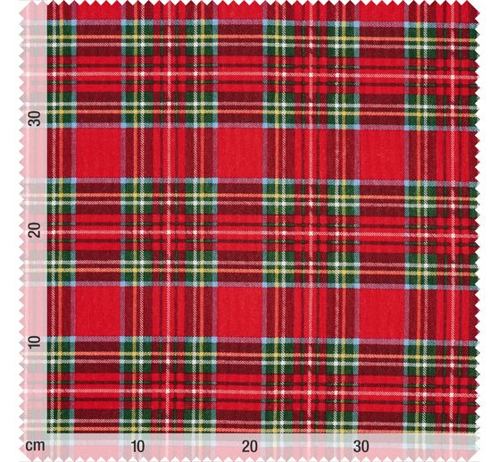 Tissu déco imprimé aspect lin au mètre « Tartan »