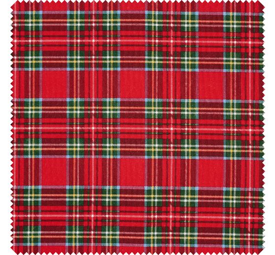 Tissu déco imprimé aspect lin au mètre « Tartan »