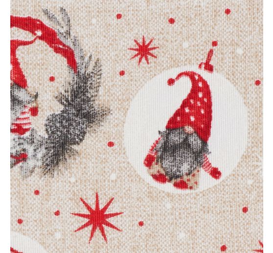 Tissu déco imprimé aspect lin au mètre « Lutins »