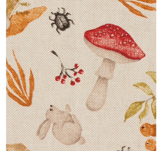 Tissu déco imprimé aspect lin au mètre « L'automne »