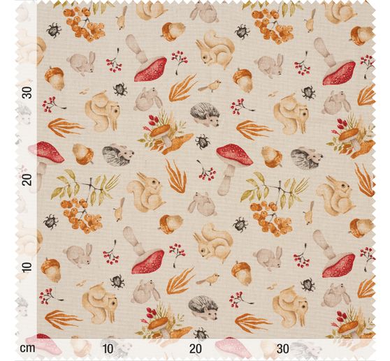 Tissu déco imprimé aspect lin au mètre « L'automne »