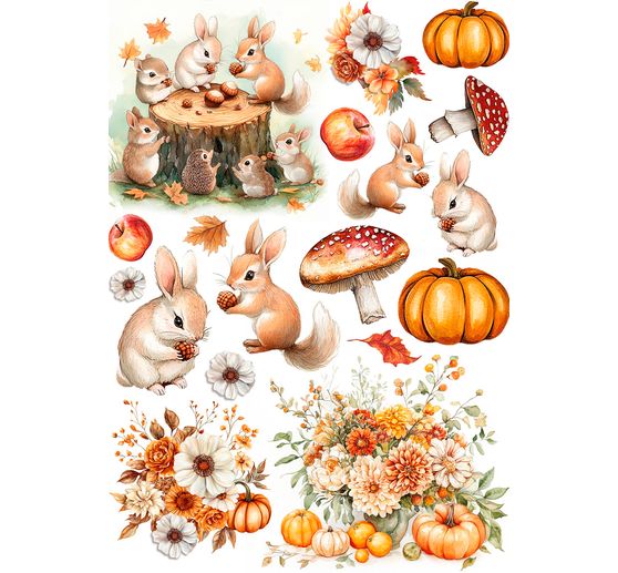 Motief strozijde assortiment "Hallo herfst"", set van 8