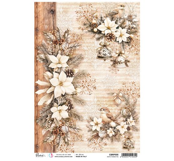 Motief strozijde "Winter Season - White Poinsettia"