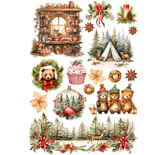 Motief strozijde assortiment "Cosy Christmas", set van 8