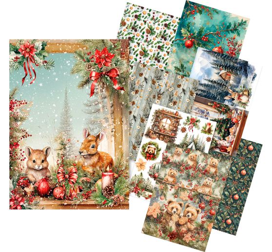 Motief strozijde assortiment "Cosy Christmas", set van 8