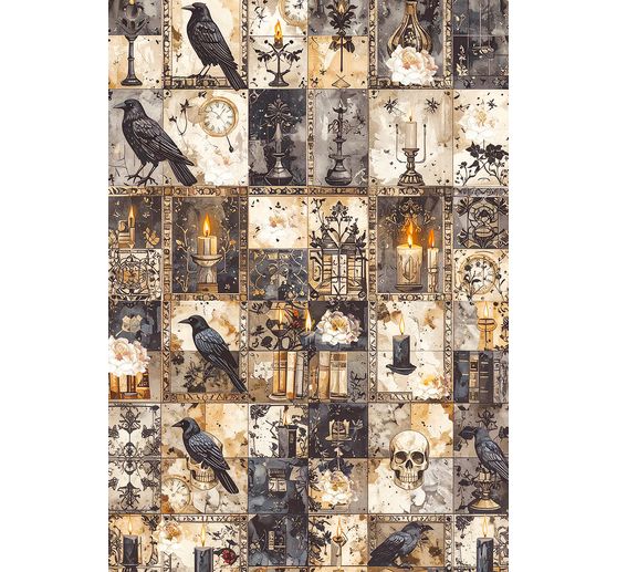 Assortiment de soies de paille à motifs « Dark Akademia », set de 8 pièces