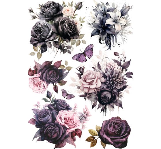 Assortiment de soies de paille à motifs « Dark Akademia », set de 8 pièces