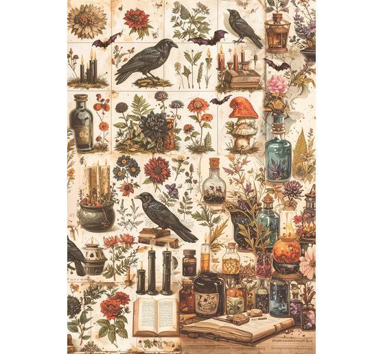Assortiment de soies de paille à motifs « Dark Akademia », set de 8 pièces