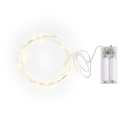 VBS Micro-LED-Lichterkette, mit Timer, silberfarbener Draht, 30 LEDs