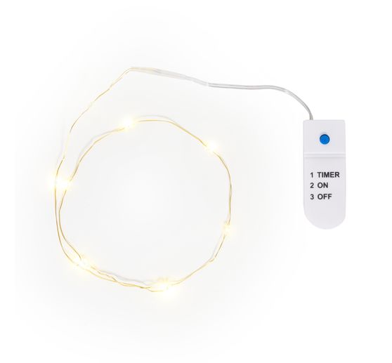 VBS LED snoer lampjes, met timer 6/18 uur, goudkleurig, 10 LED's