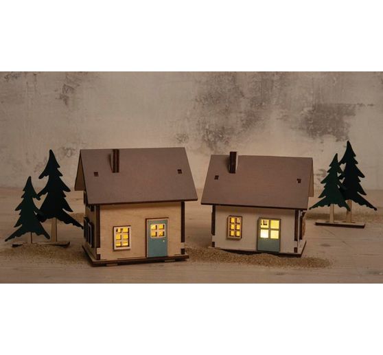 Wooden building kit "Light houses and fir trees", incl. LED