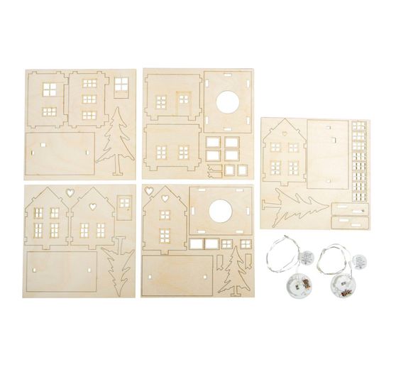 Wooden building kit "Light houses and fir trees", incl. LED