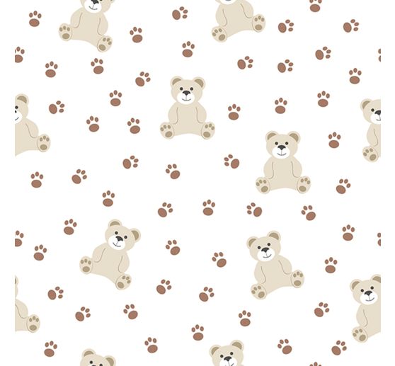 Cotton fabric "Teddy and paws"