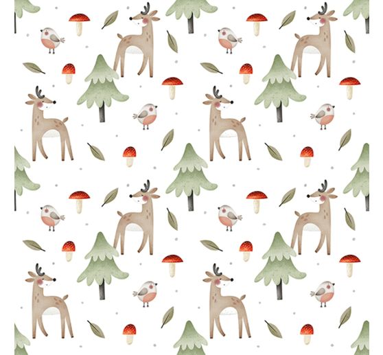 Cotton fabric "Deer in the mushroom forest"