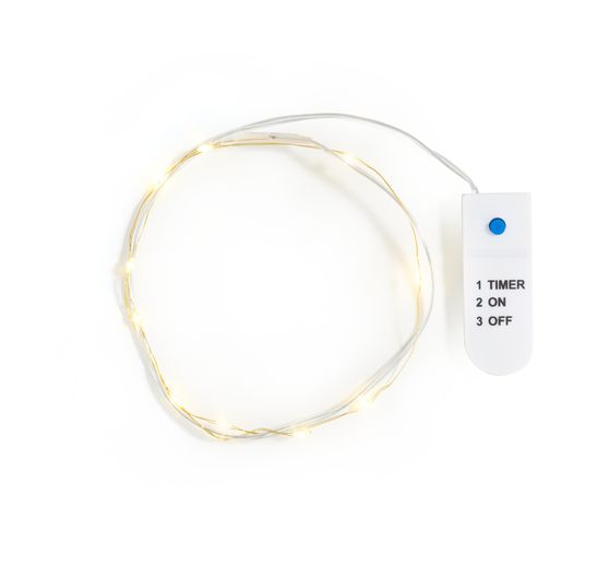 VBS Micro-LED-Lichterkette, mit Timer, silberfarbener Draht, 30 LEDs
