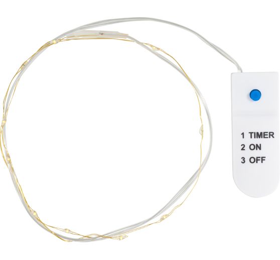 VBS Micro-LED-Lichterkette, mit Timer, silberfarbener Draht, 30 LEDs