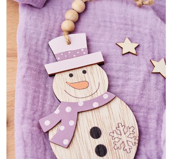 VBS Houten decoratieve hanger "Kabouter en sneeuwpop", set van 2