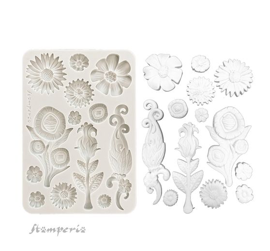 Silicone mould A5 "Furry Friends - Flowers"