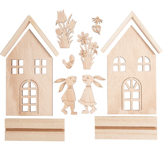 VBS Wooden building kit "Bunny Cottage", set of 2