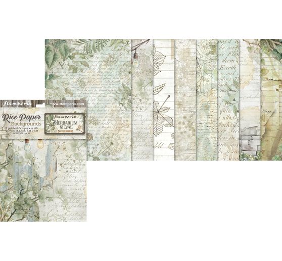 Soie de paille à motifs backgrounds « Herbarium Silvae », set de 8 pièces