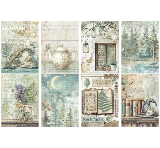 Motiv-Strohseiden Sortiment "Herbarium Silvae", 8er Set