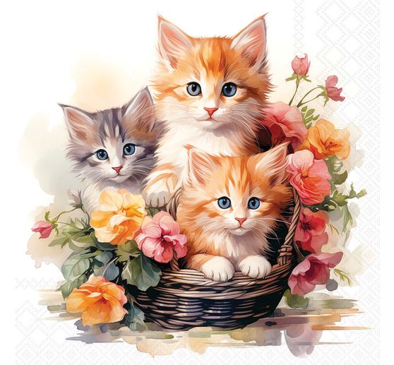 Napkin "Kittens in Basket"