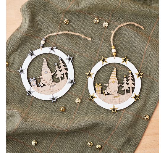 Décorations à suspendre en bois VBS « Lutin », set de 2