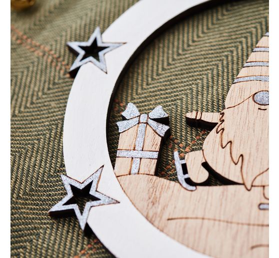 Décorations à suspendre en bois VBS « Lutin », set de 2