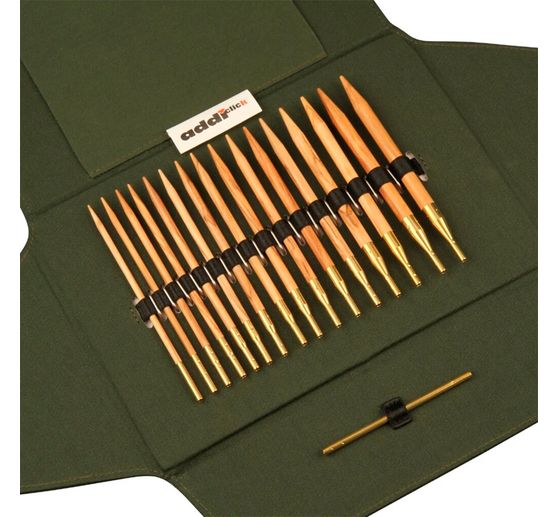 Etui addiClick avec aiguilles circulaires en bois d’olivier 