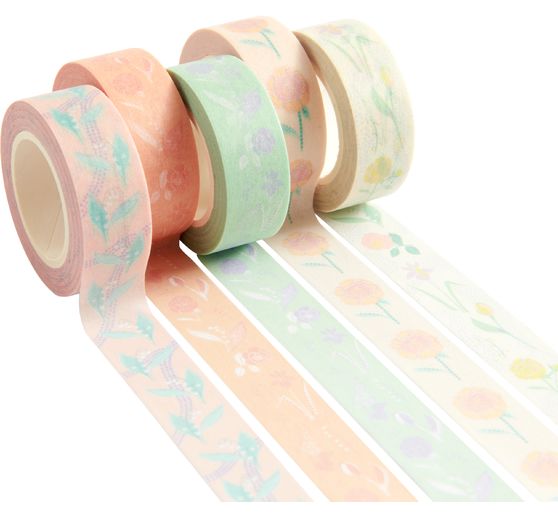 Set de masking tapes &laquo; Fleurs pastel &raquo;