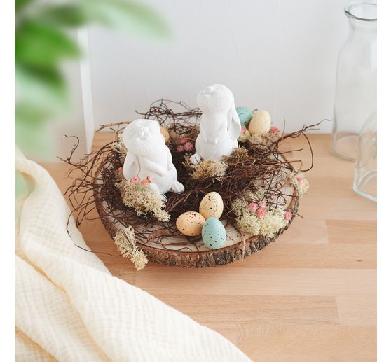 Houten decoratief paneel met schors, op poten, naturel