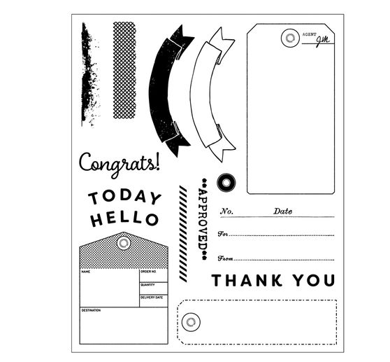 Sizzix Framelits Punching template and Clear Stamps "Tag It by 49 & Market"